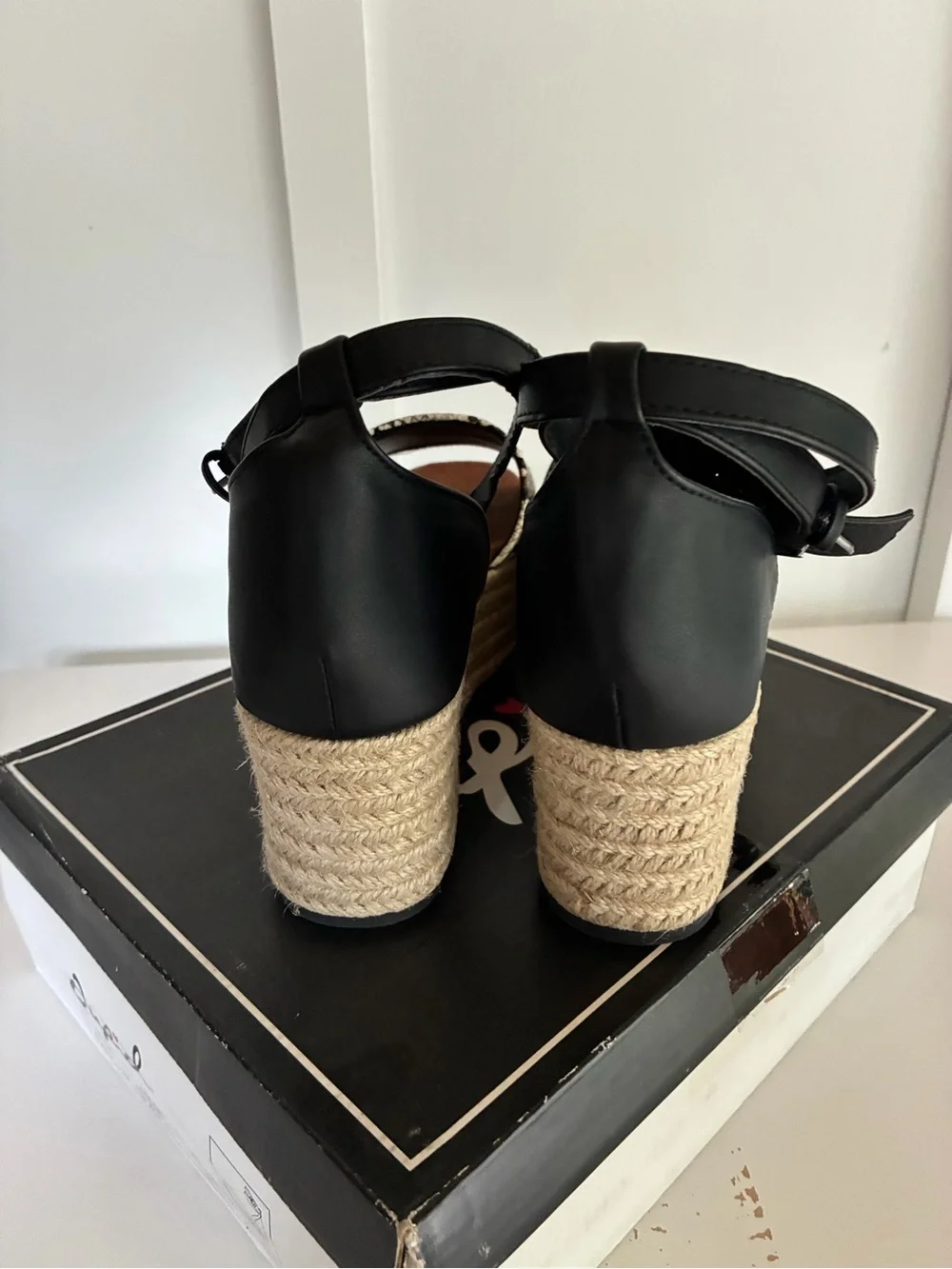 Qupid Snake-Print Espadrille Platform Sandal with Black Ankle Strap